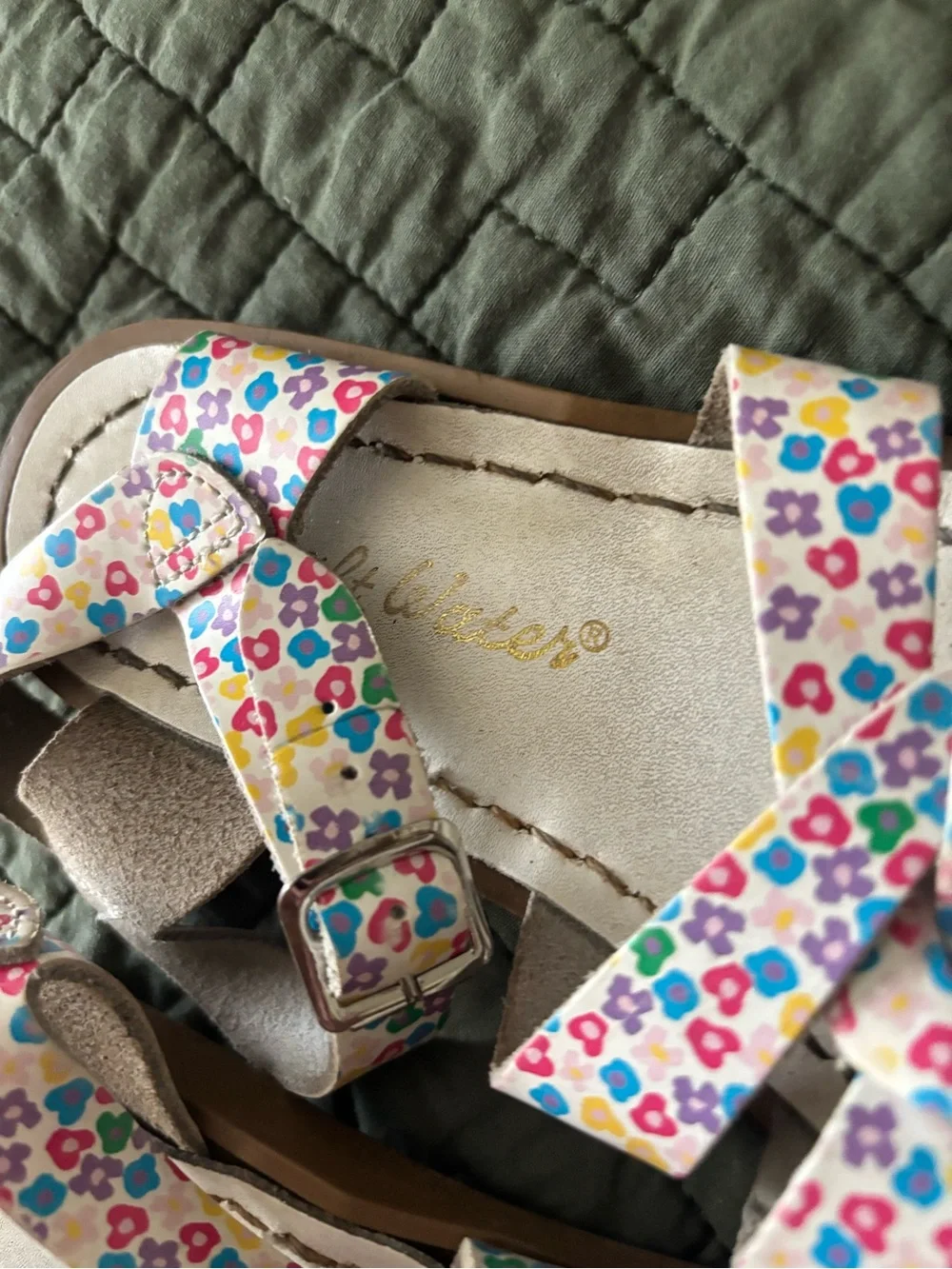 Salt Water Floral White Multi Strappy Kids Sandals